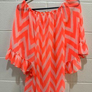 Emma Rose size s orange and white blouse